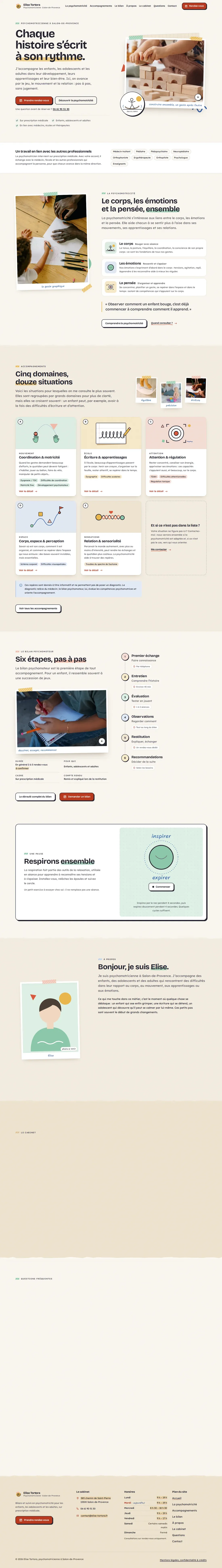 Le site d’Elise Tortora, de haut en bas