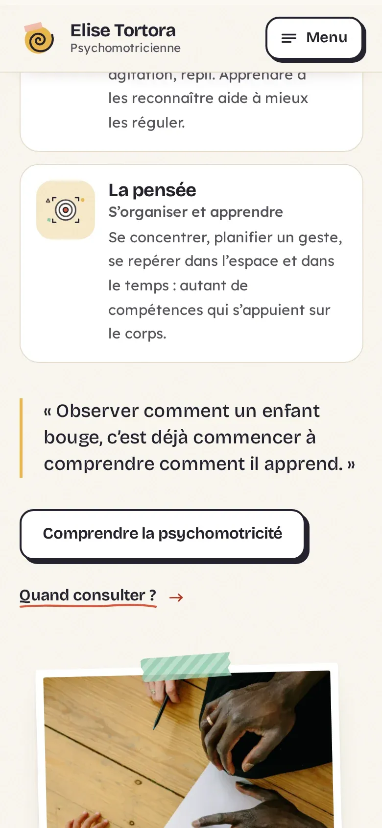 Elise Tortora sur téléphone : écran 2